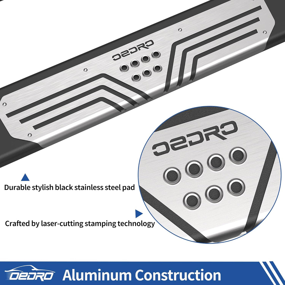 Chrome Textured Aluminum Alloy Side Steps Nerf Bars I314