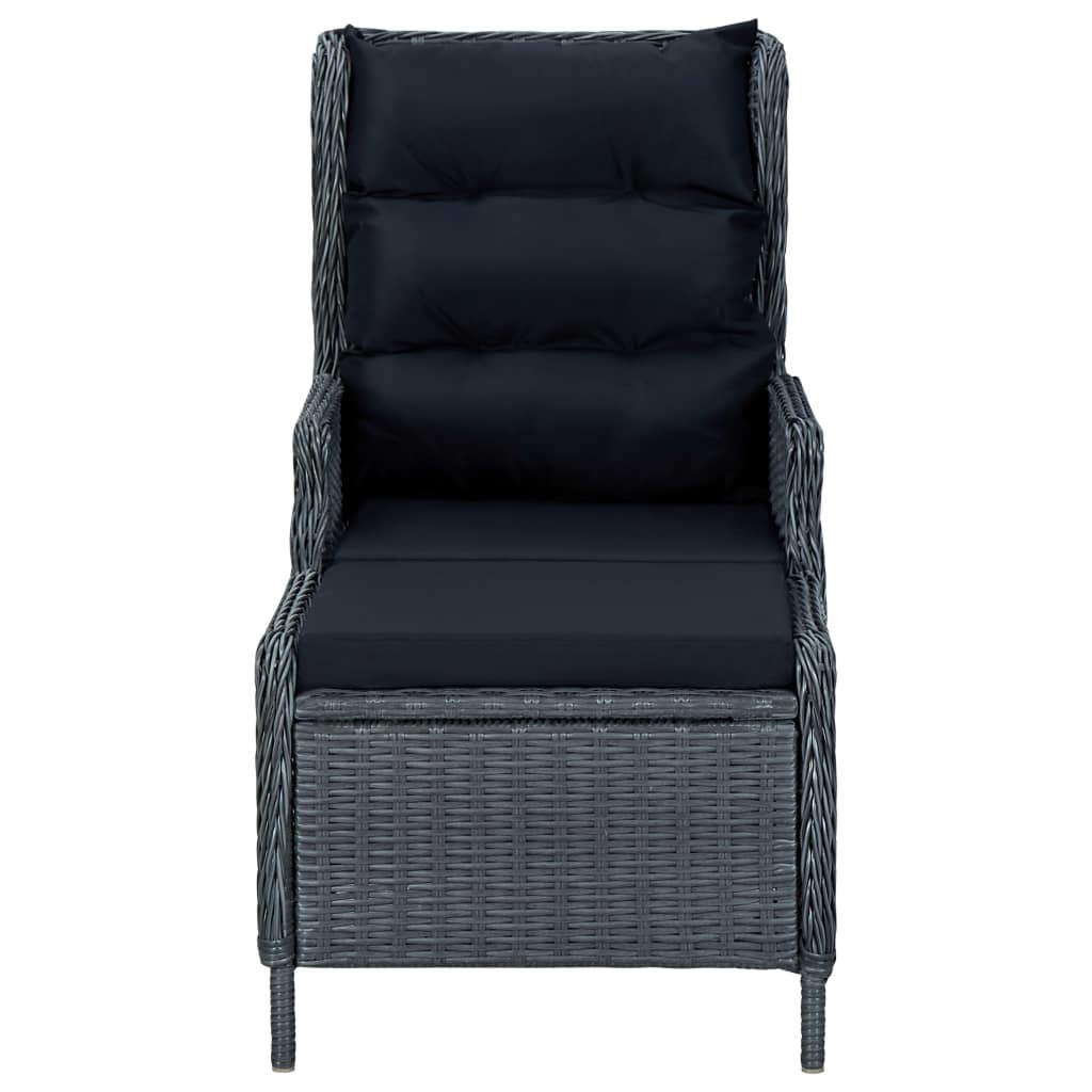 Dark Gray Poly Rattan Reclining Patio Chair with Footstool S552