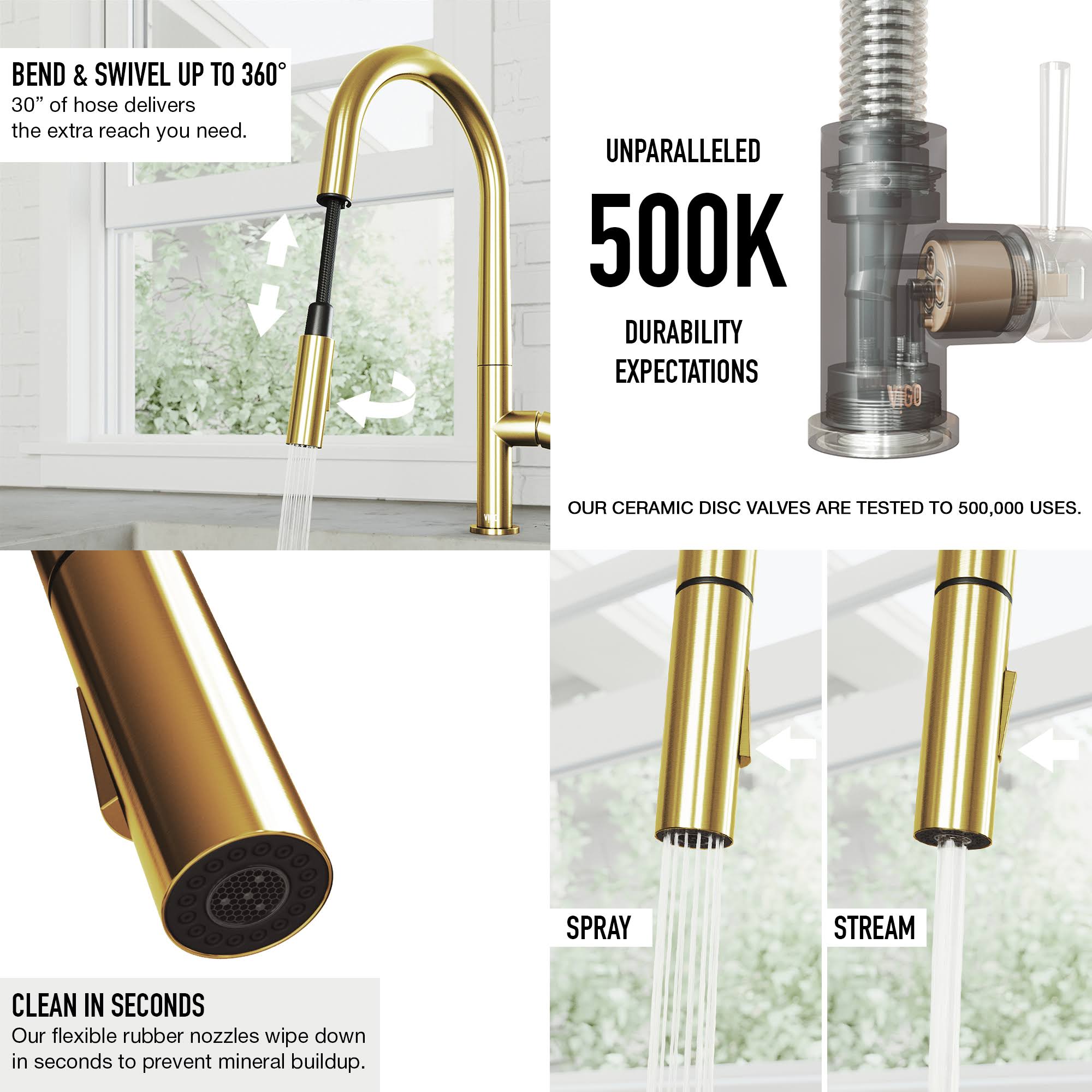 Matte Gold Pull-Down Kitchen Faucet with Soap Dispenser D713967