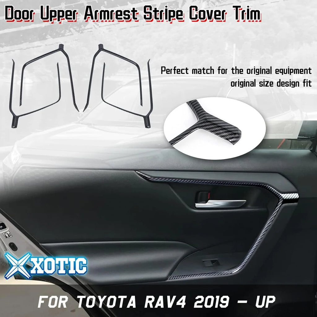 Interior Door Armrest Panel Cover Trim, Carbon Fiber Pattern S343