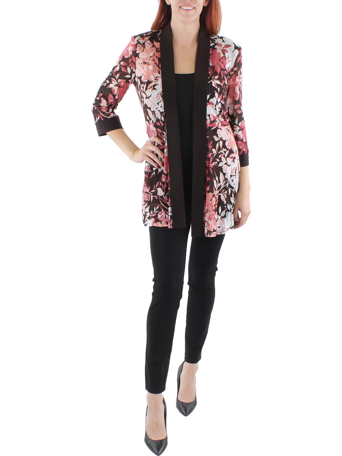 Floral Print Midi Open-Front Blazer W421