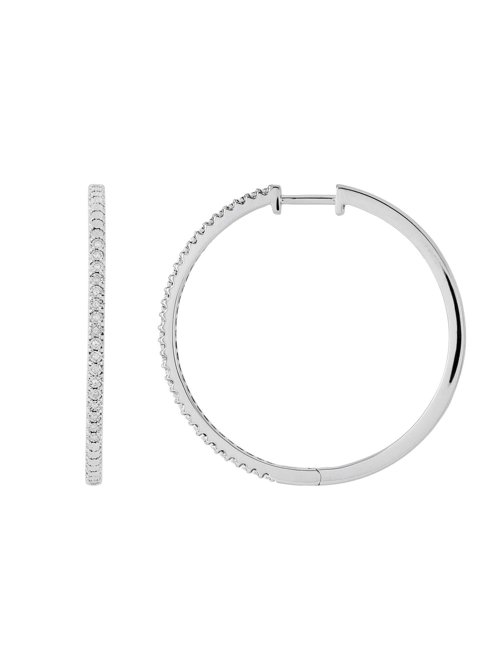 Sterling Silver Diamond Hoop Earrings Z83496