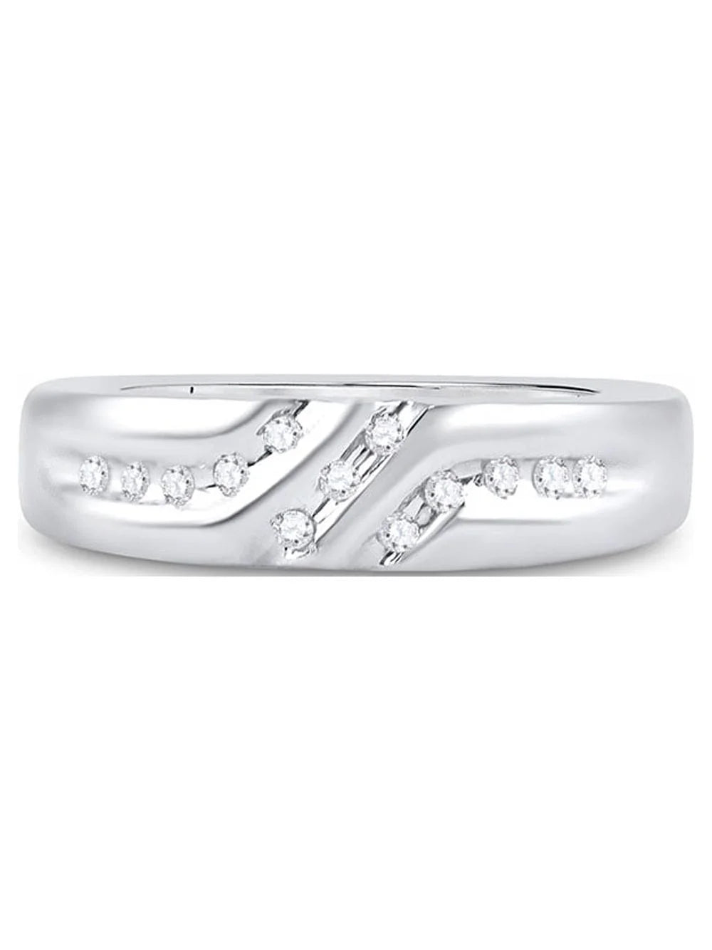 10kt White Gold Mens Diamond Wedding Band Ring 1/8 Cttw Size 8 K233768