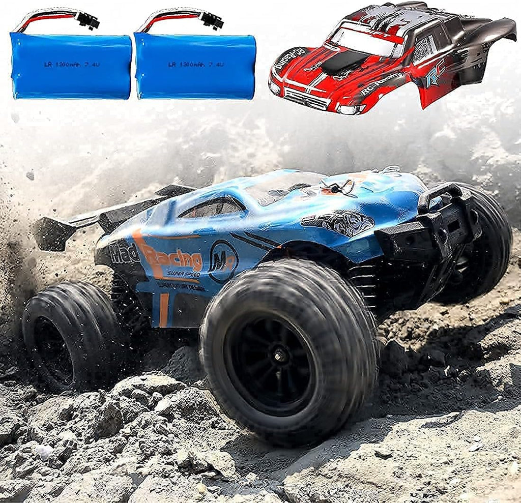 RC Cars 1:16 Scales 35+ kmh 4WD 2.4Ghz Off-Road Monster Truck Toy with 2 Batteries D114
