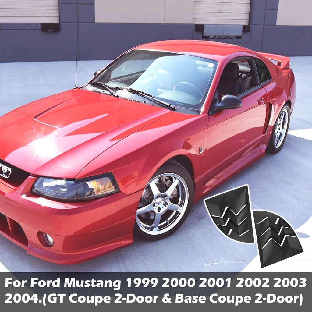 Matte Black Quarter Side Window Louvers for Ford Mustang 1999-2004 Coupe 2-Door Pack of 2 I50973