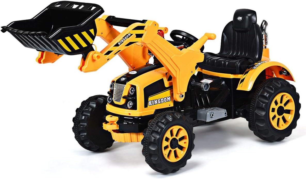 12V Battery Powered Kids Ride On Excavator with Front Loader Digger J4642