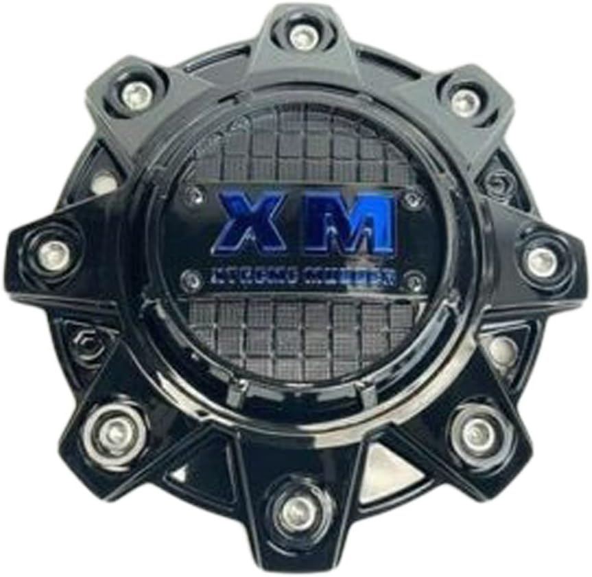 Pack of 2 Gloss Black and Blue Logo Wheel Center Cap K153