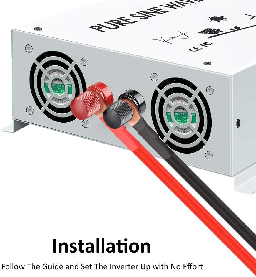 1000 Watt 24V Pure Sine Wave Power Inverter Dual 120V AC Outlets V71183