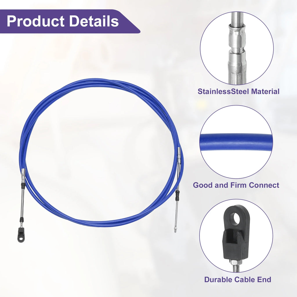 2 Pcs 500cm Marine Boat Throttle Shift Control Cable Blue C98986