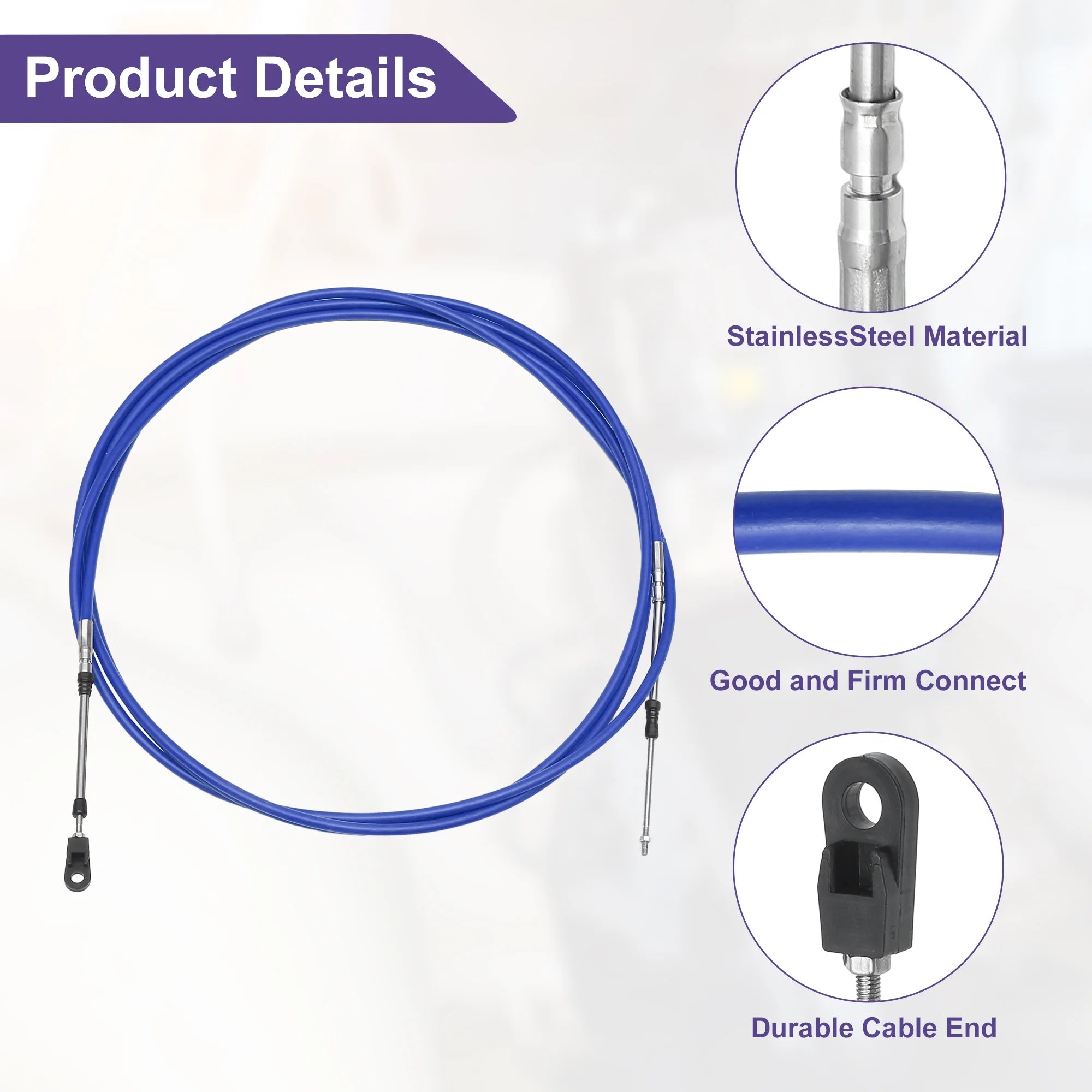 2 Pcs 500cm Marine Boat Throttle Shift Control Cable Blue C98986