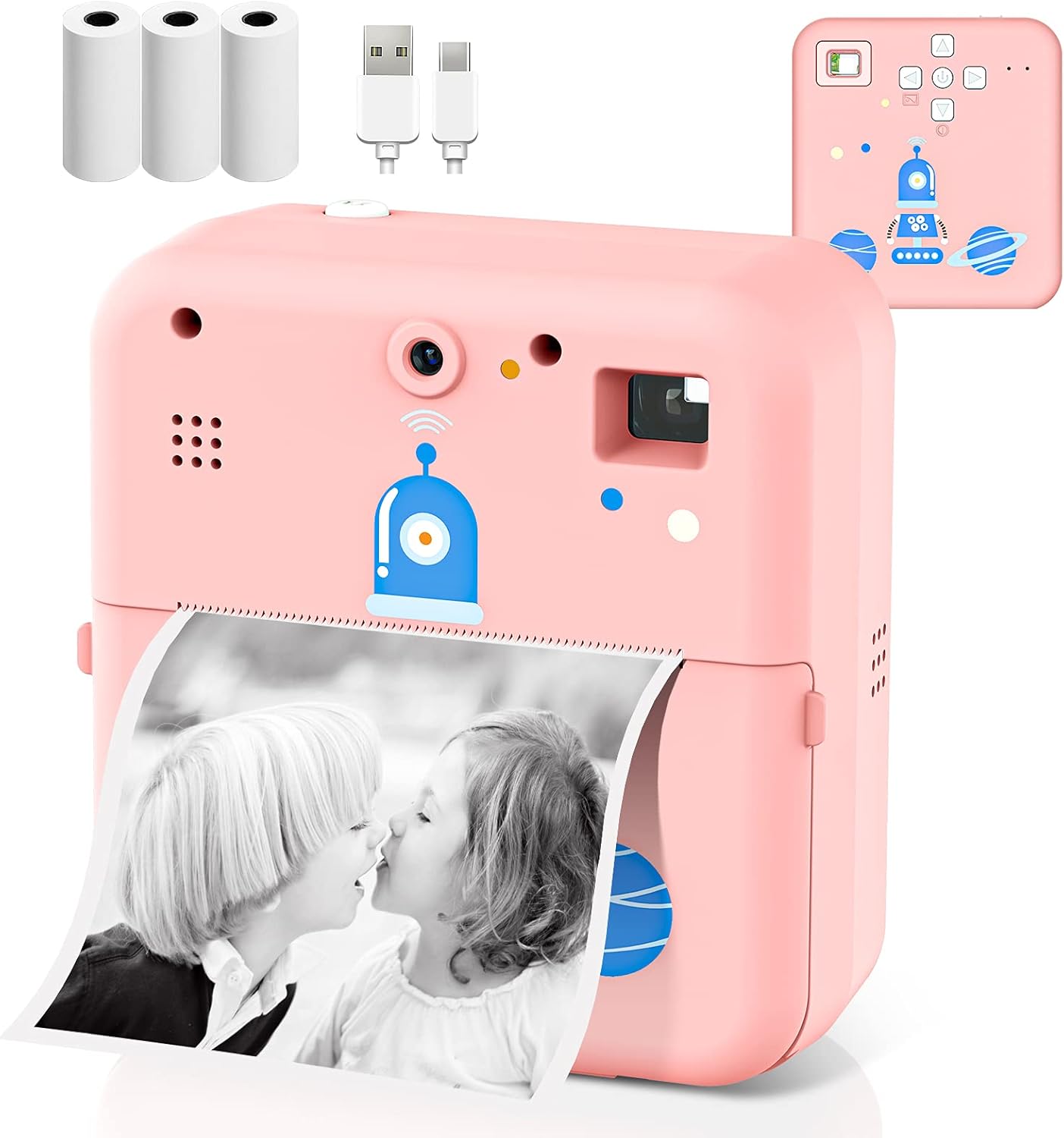 Pink Thermal Printing Kids Camera with Viewfinder, 3 Rolls Paper Film, Pack of 2 M52258