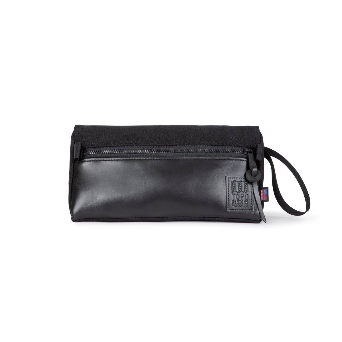 Black Canvas Dopp Kit with Black Leather P2256