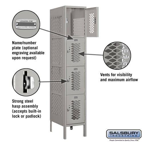 Blue Four Tier Vented Metal Locker W3417