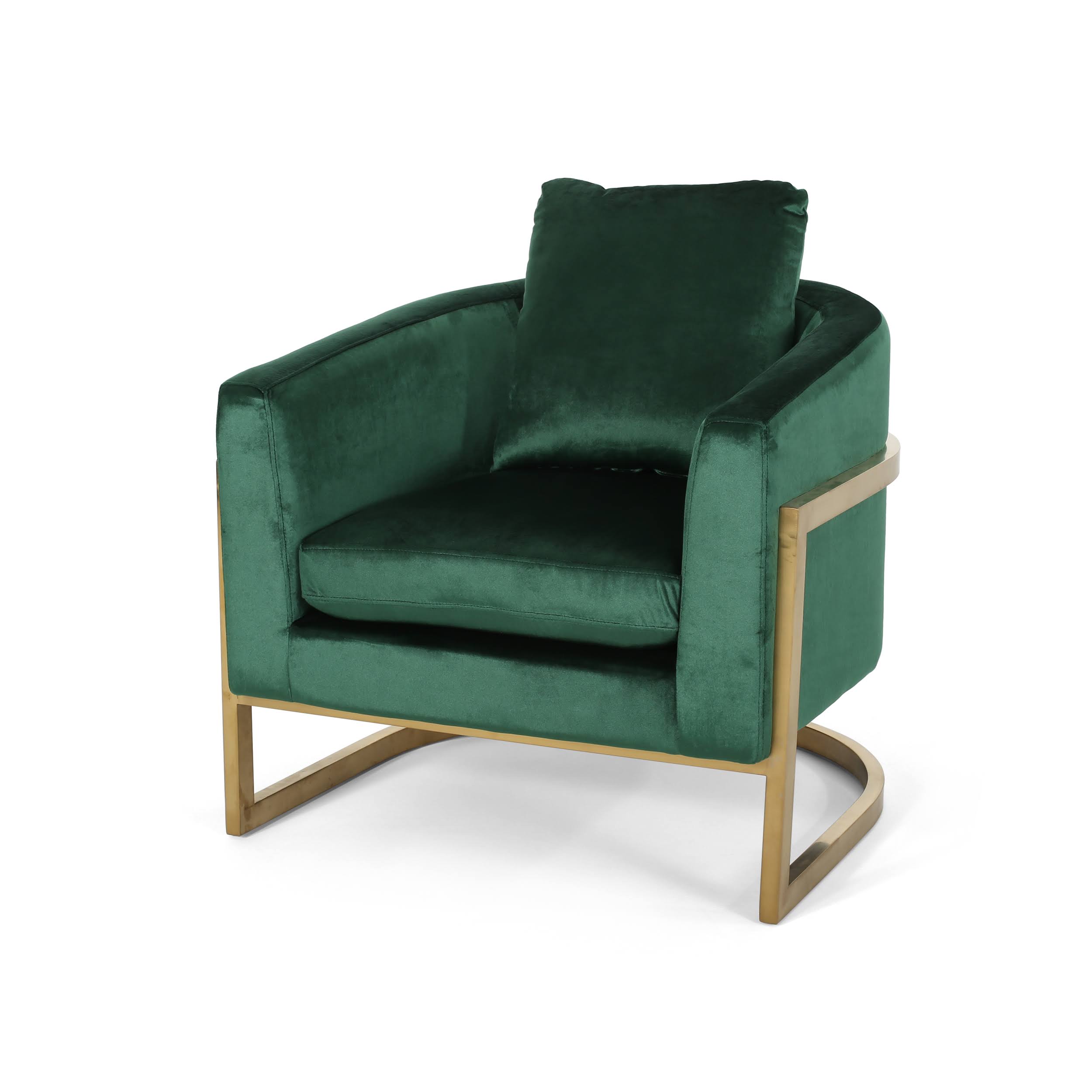 Emerald Velvet Armchair with Stainless Steel Frame T28132
