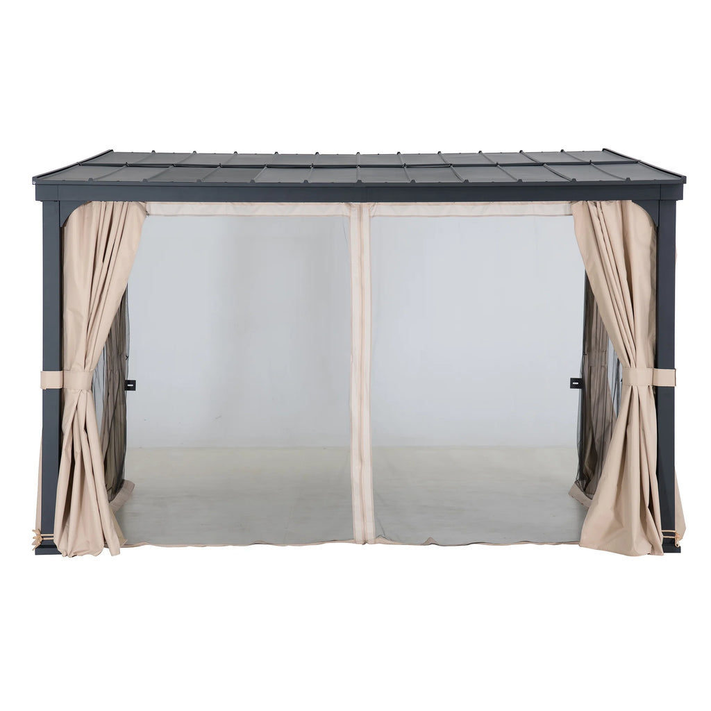 10ft. x 12ft. Metal Frame Gazebo with Curtain and Netting A6217