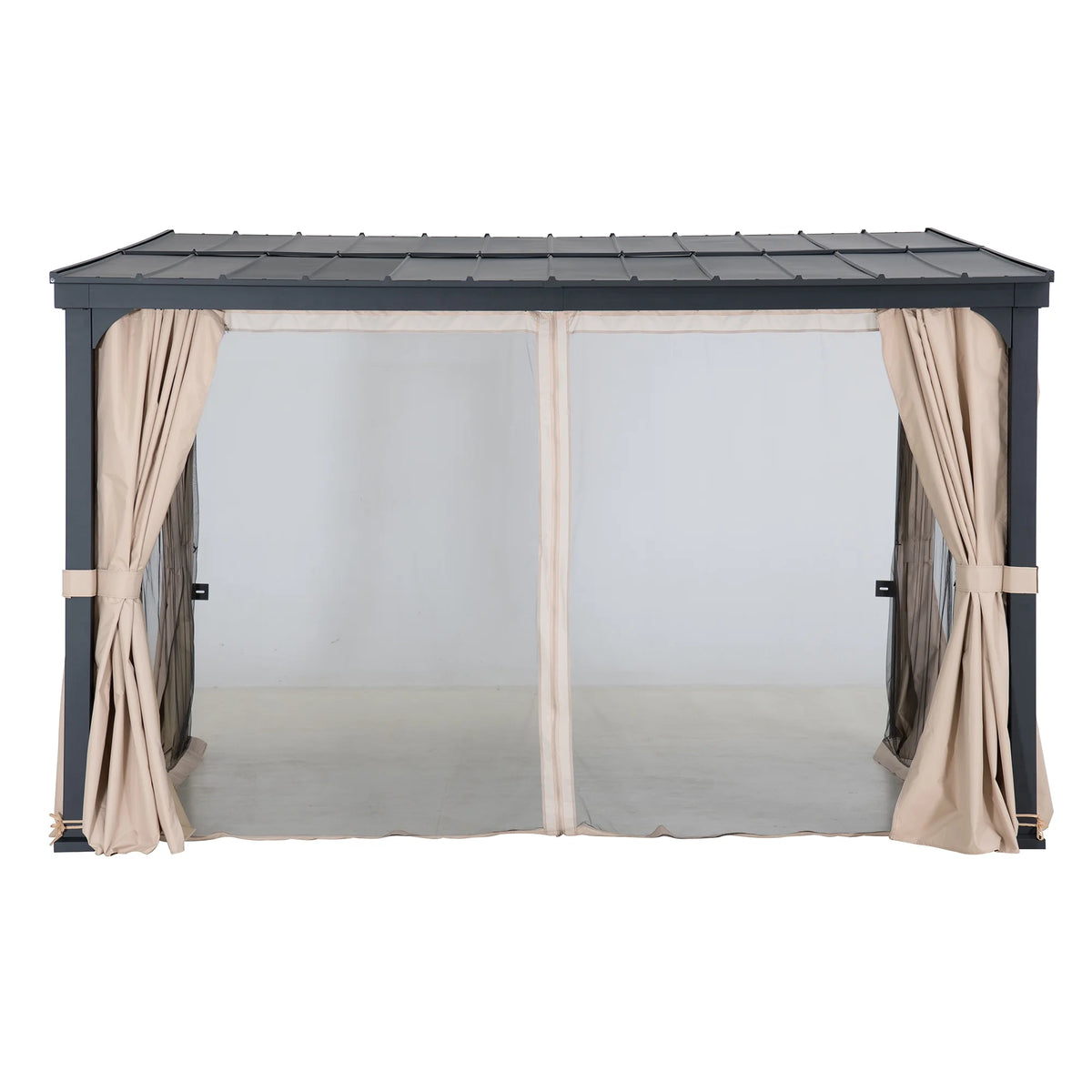 10ft. x 12ft. Metal Frame Gazebo with Curtain and Netting A6217