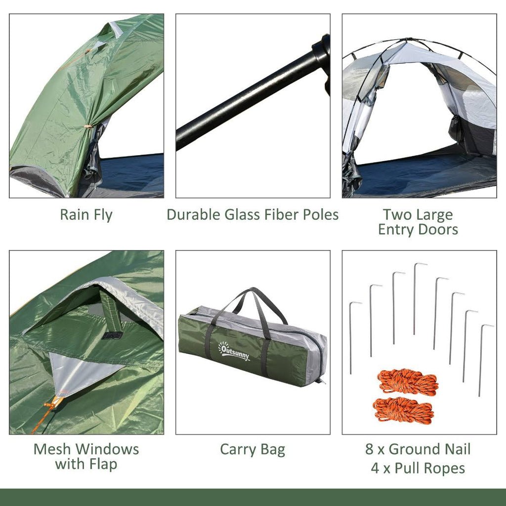 2 Person Waterproof Double Layer Camping Tent W958417