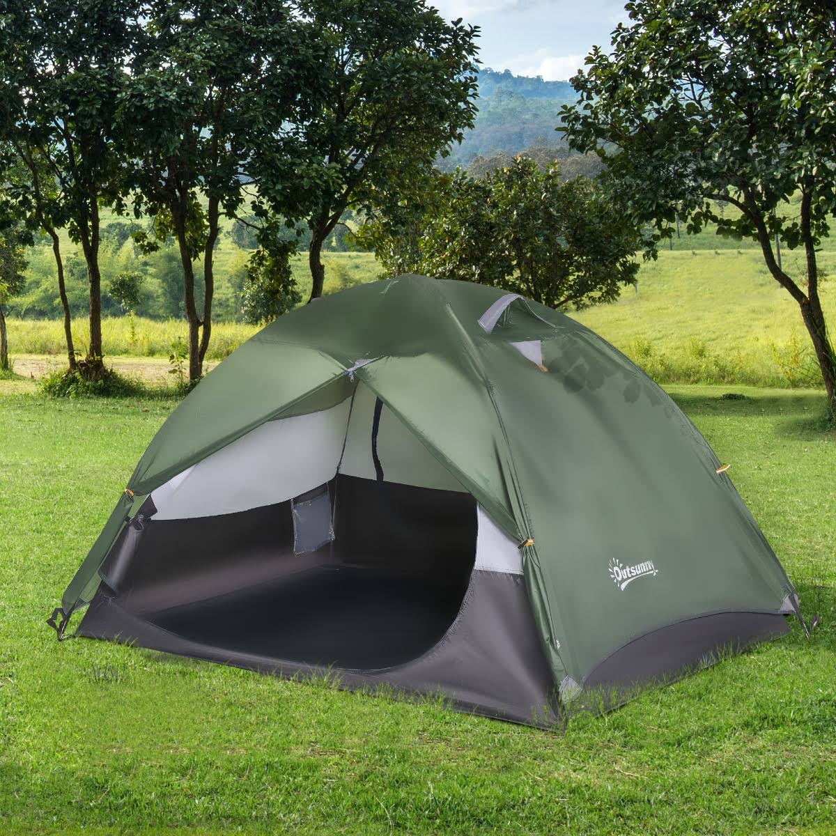 2 Person Waterproof Double Layer Camping Tent W958417