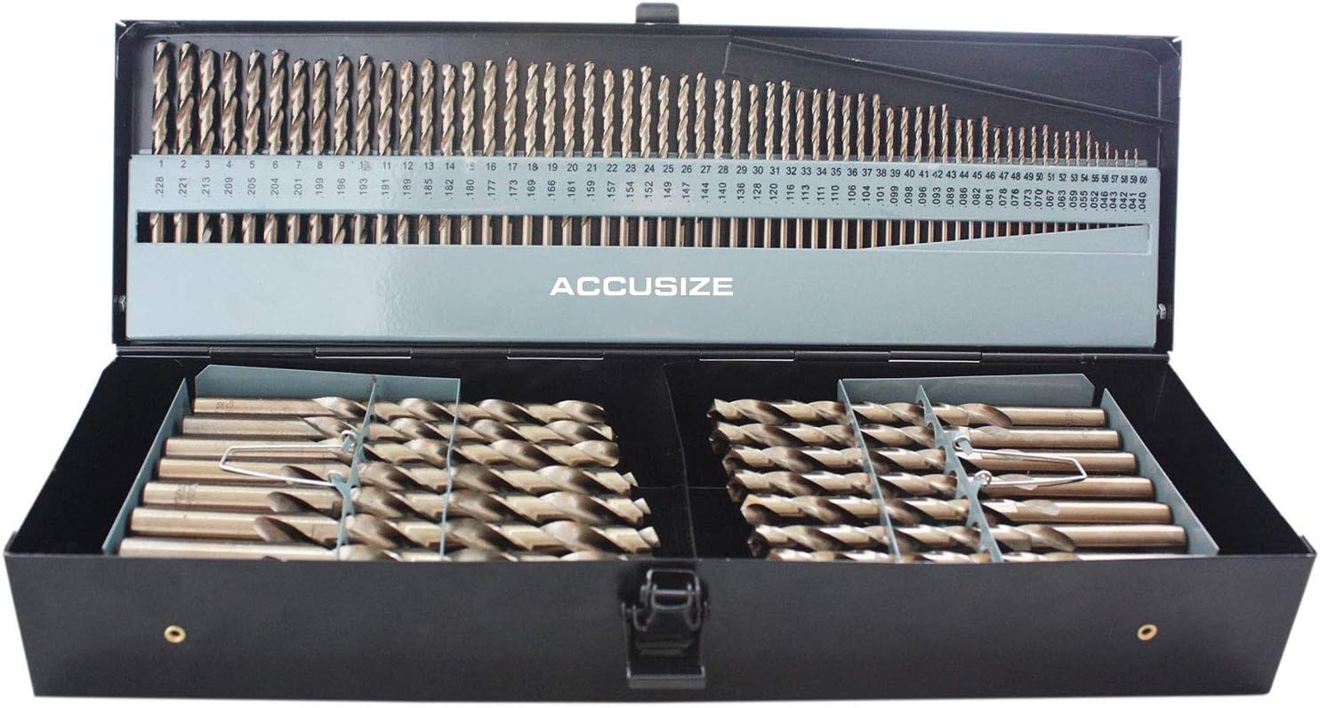 115 Pc Cobalt Drill Bit Set, 135 Deg Split Point, 1/16-1/2'' Y429858