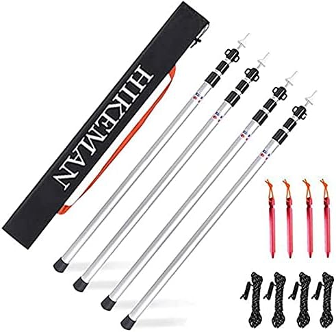 Silver 4poles Aluminum Telescoping Tarp Poles P986