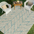Chevron Pattern Indoor/ Outdoor Area Rug Mist/ Aqua 2'2" x 3'9" Z472