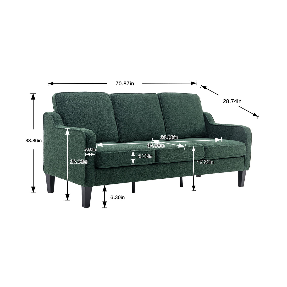 Three Seat Square Arm Sofa R245