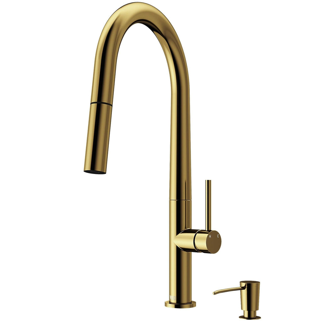 Matte Gold Pull-Down Kitchen Faucet with Soap Dispenser D713967