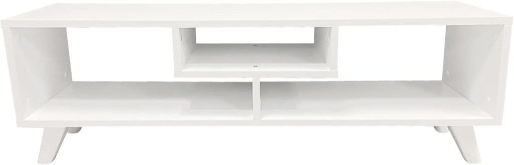 White TV Media Console with Cone Shape Feet E23858