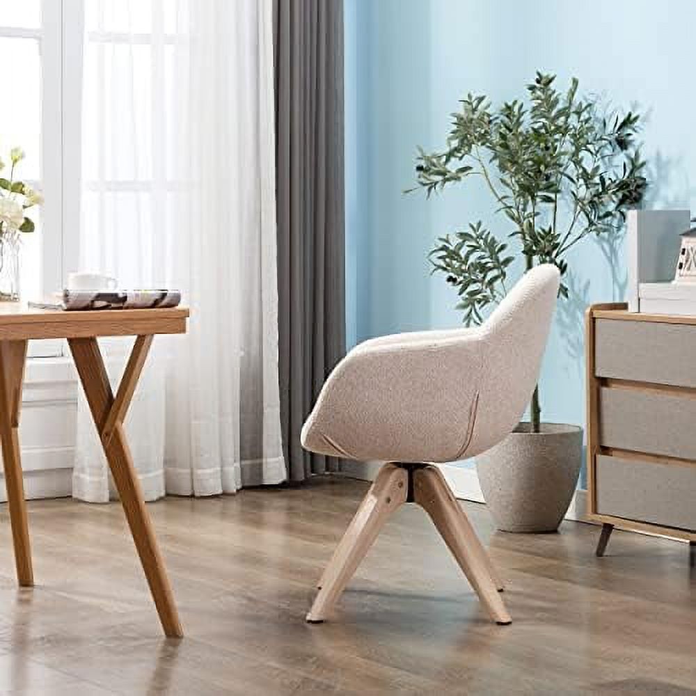 Mid Century Modern Swivel Fabric Accent Chair with Oak Wood Legs K935198