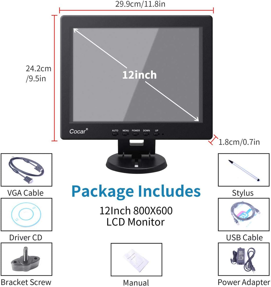 12 Inch LCD Touchscreen Monitor POS Systems W376