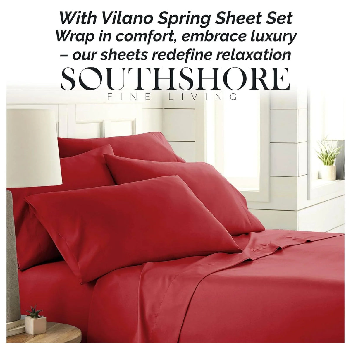 Twin XL 4-Piece Red Bed Sheets with 21" Deep Fitted Sheet C91082