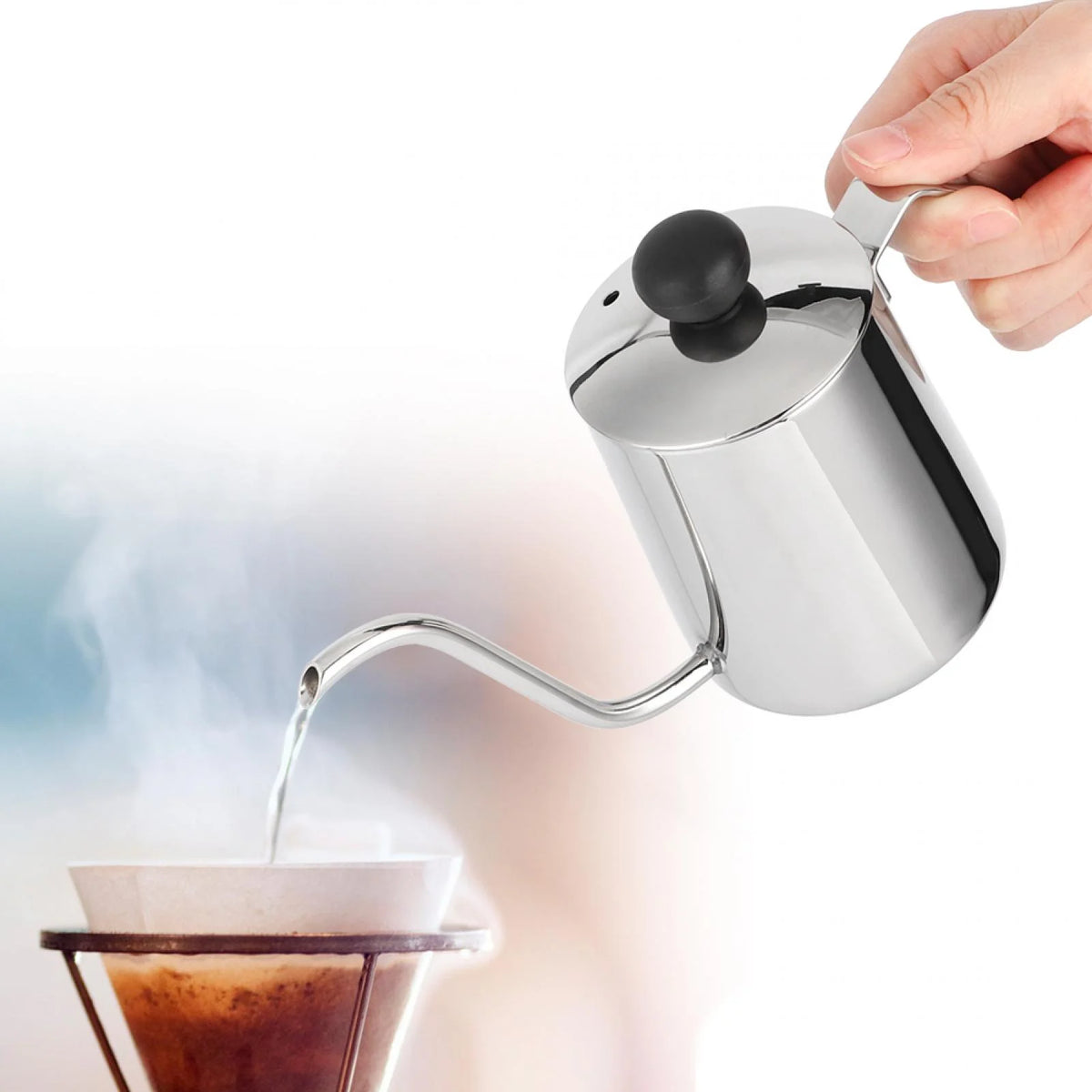 250ml Stainless Steel Coffee Pot with Lid Y4118