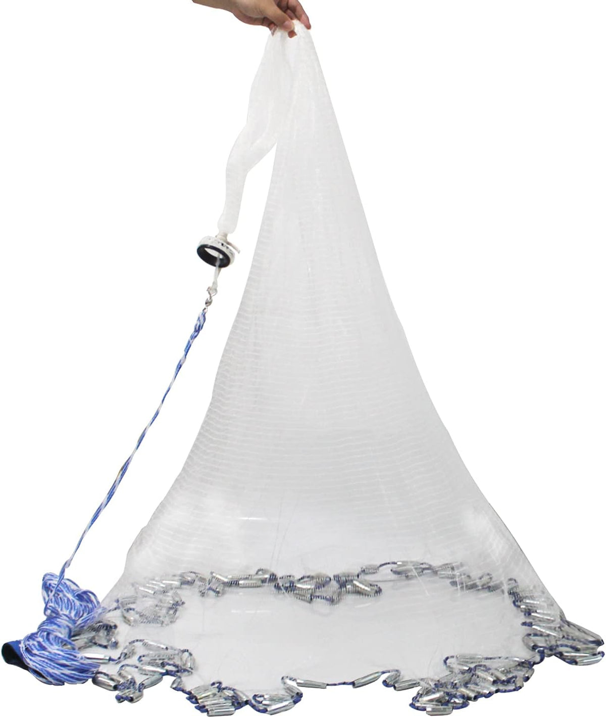 American Saltwater Fishing Cast Nets, 4Ft 6Ft 8Ft 10Ft 12Ft Radius, Stainless Steel Round Weights, 3/8 in Mesh Size E121646