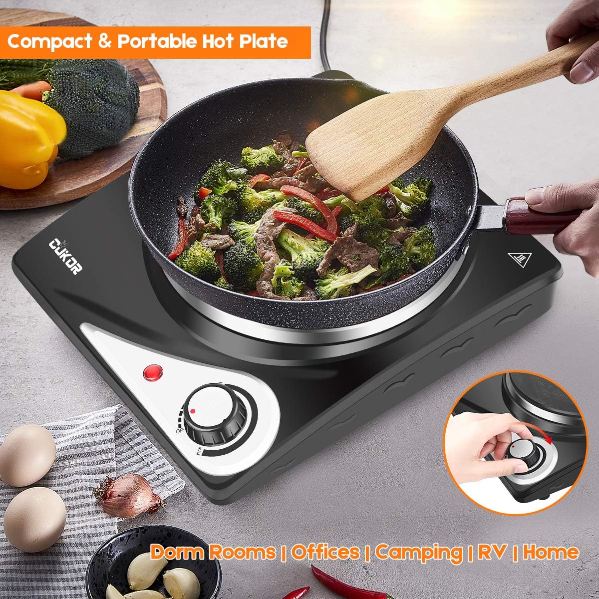 1500W Portable Electric Hot Plate with Cast-Iron D7753