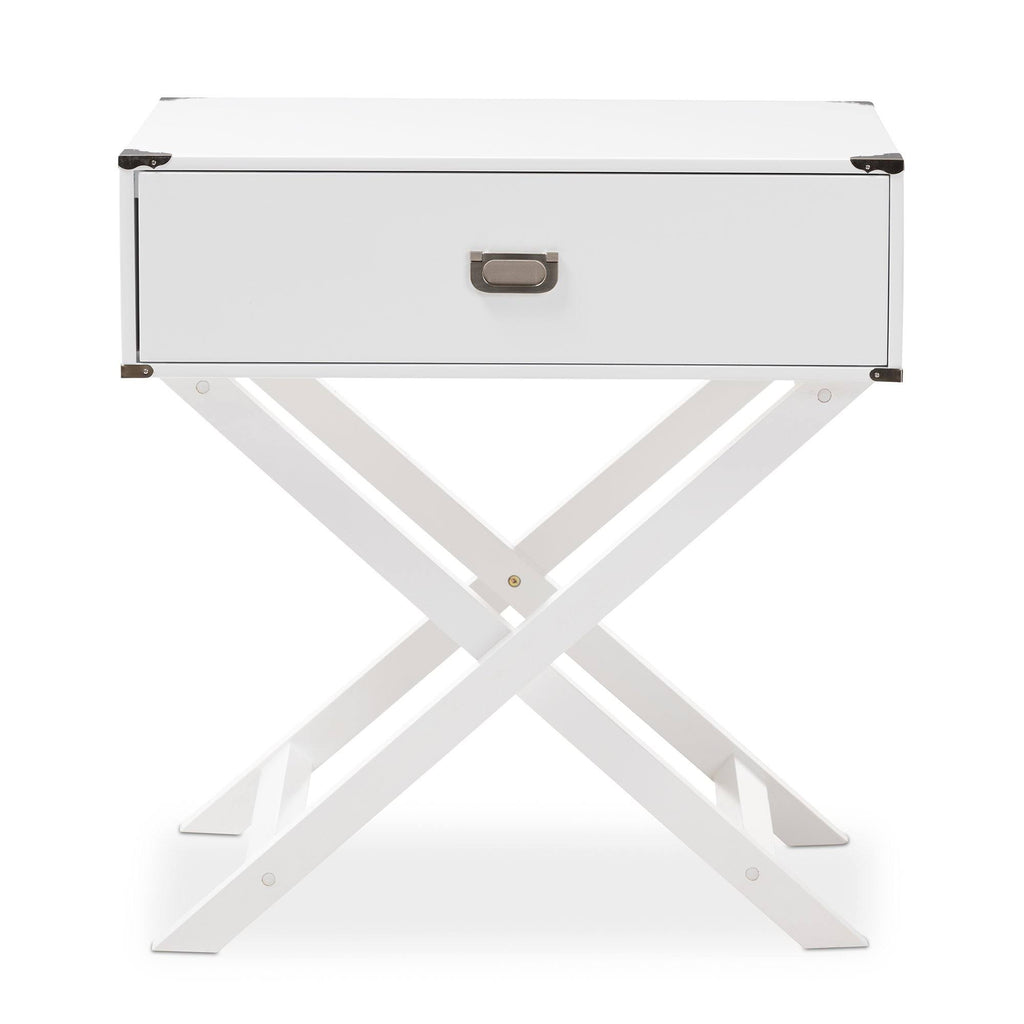 White 1-Drawer Wooden Bedside Table J2772