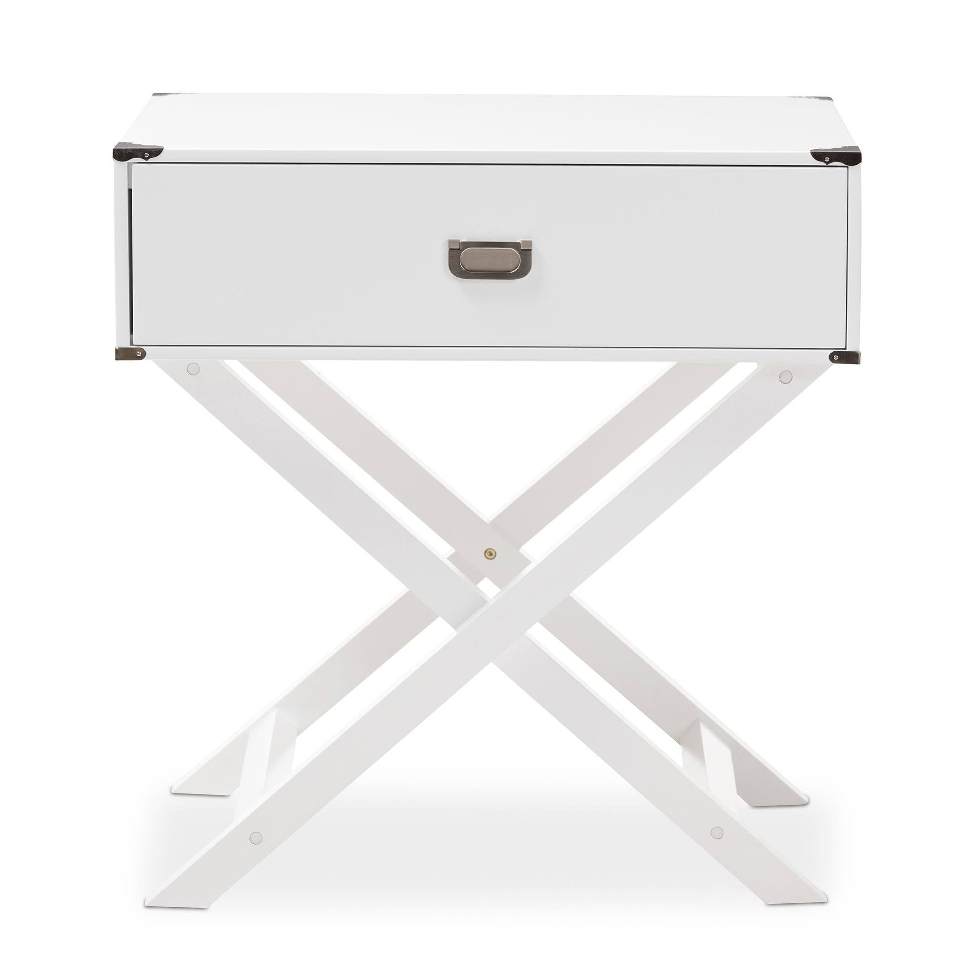 White 1-Drawer Wooden Bedside Table J2772