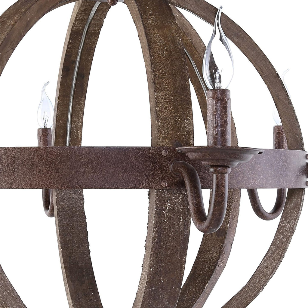 Antique Brass Wood Chandelier B33109