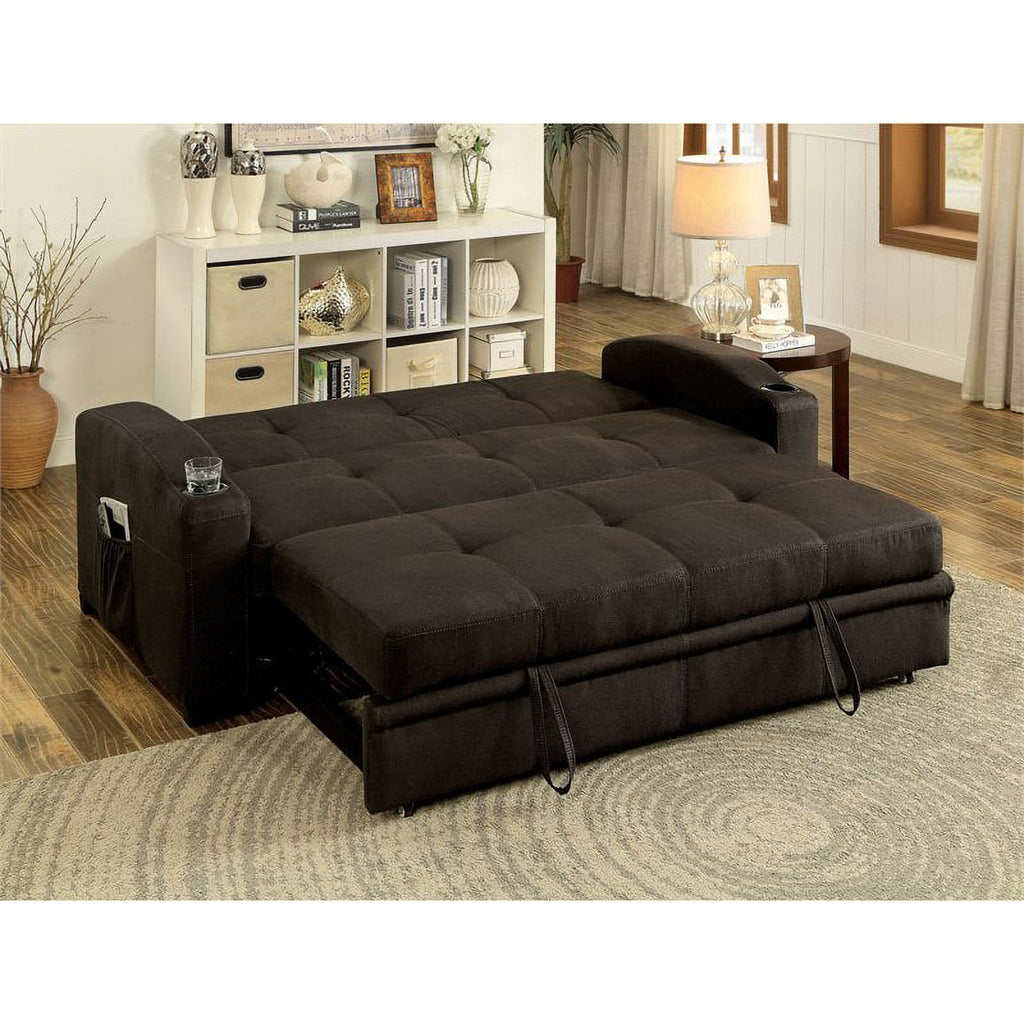 Brown Fabric Convertible Sofa I9816