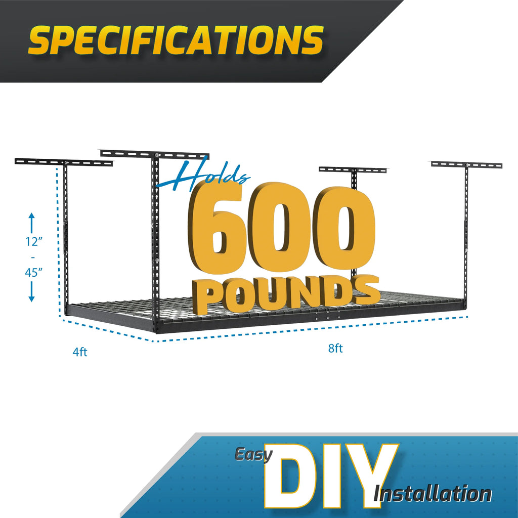 4x8 Overhead Garage Storage Rack with Accessory Hooks, 2-Pack X2031