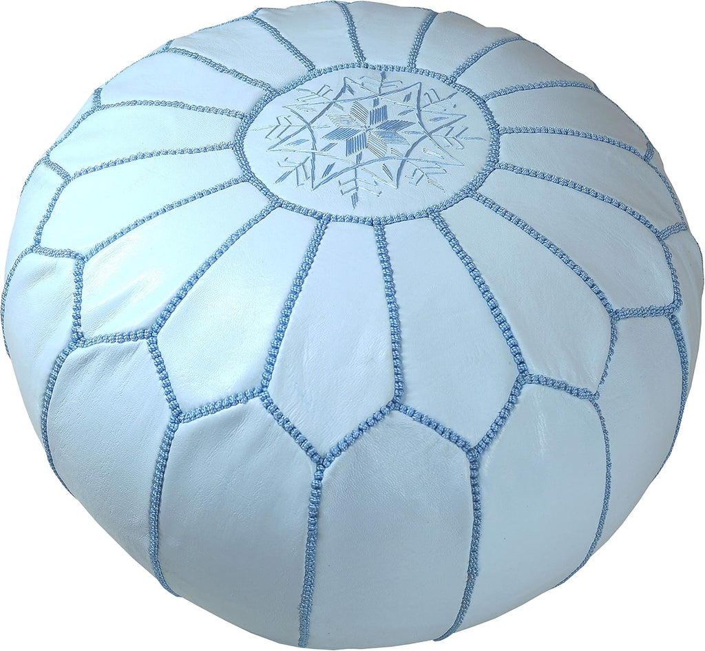 Leather Ottoman Pouf Cover, Hand Stitched, Unstuffed D511093