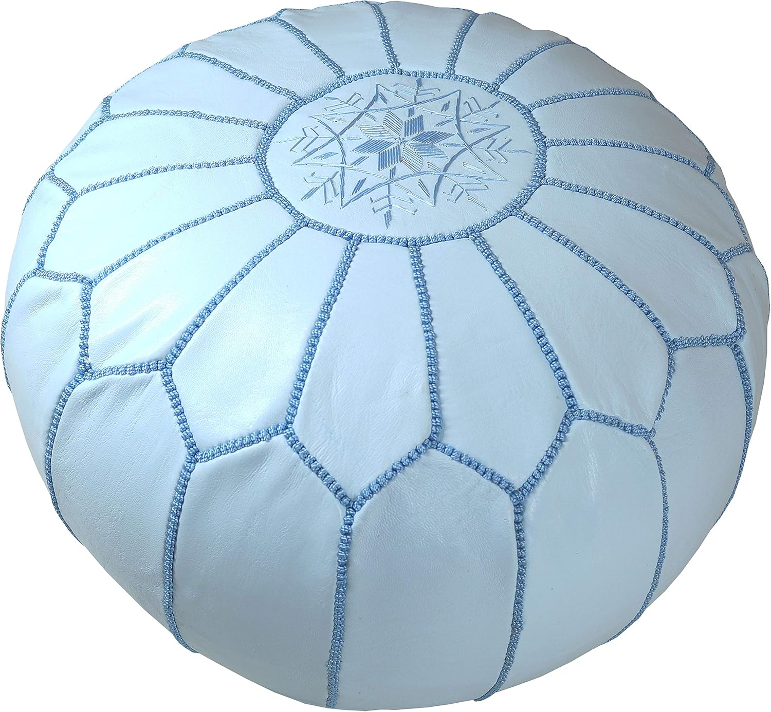 Leather Ottoman Pouf Cover, Hand Stitched, Unstuffed D511093