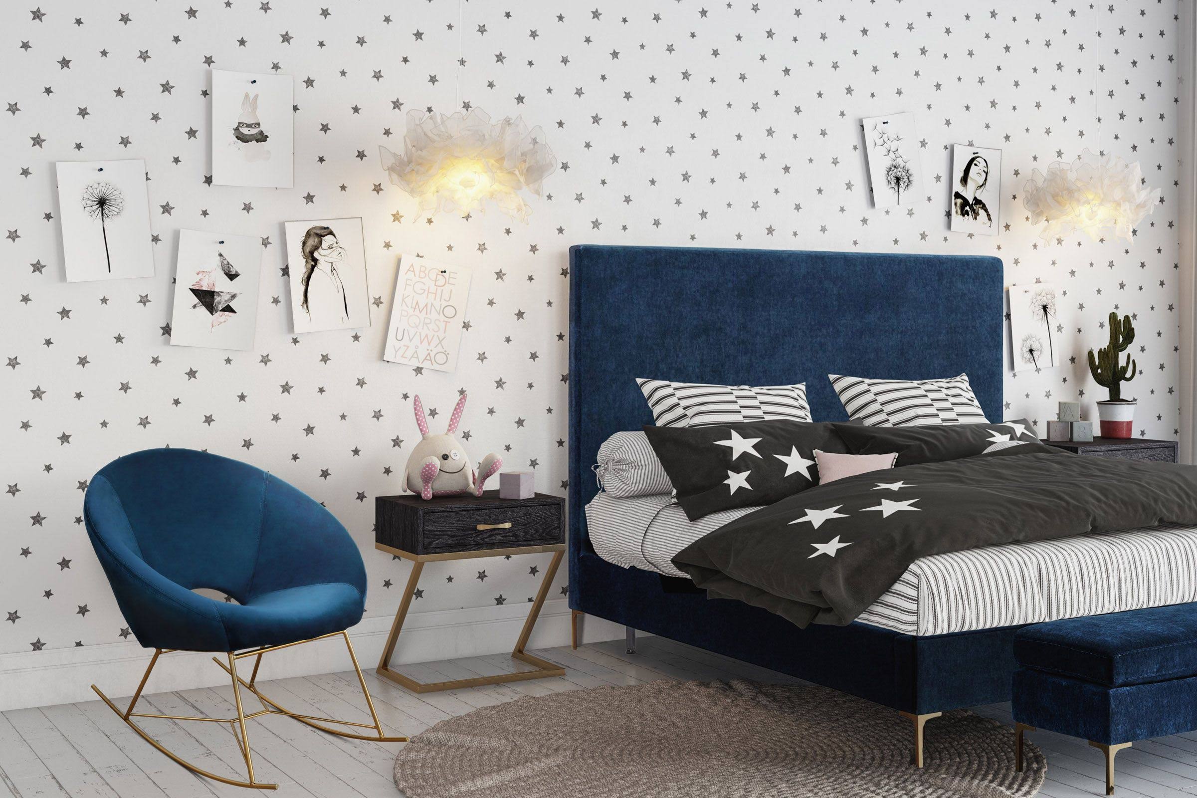 Navy Velvet Chair U677358