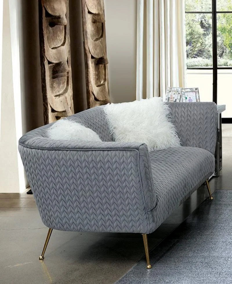 Grey Fabric Tufted Sofa & Loveseat Set 2 Pcs O283454