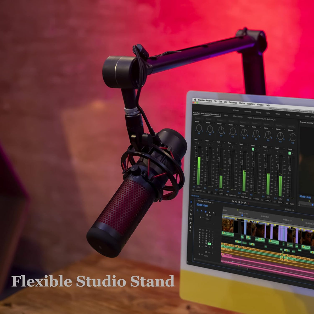 Microphone Boom Arm with Desk Mount, 360° Rotatable, Adjustable and Foldable Scissor Mounting P32323