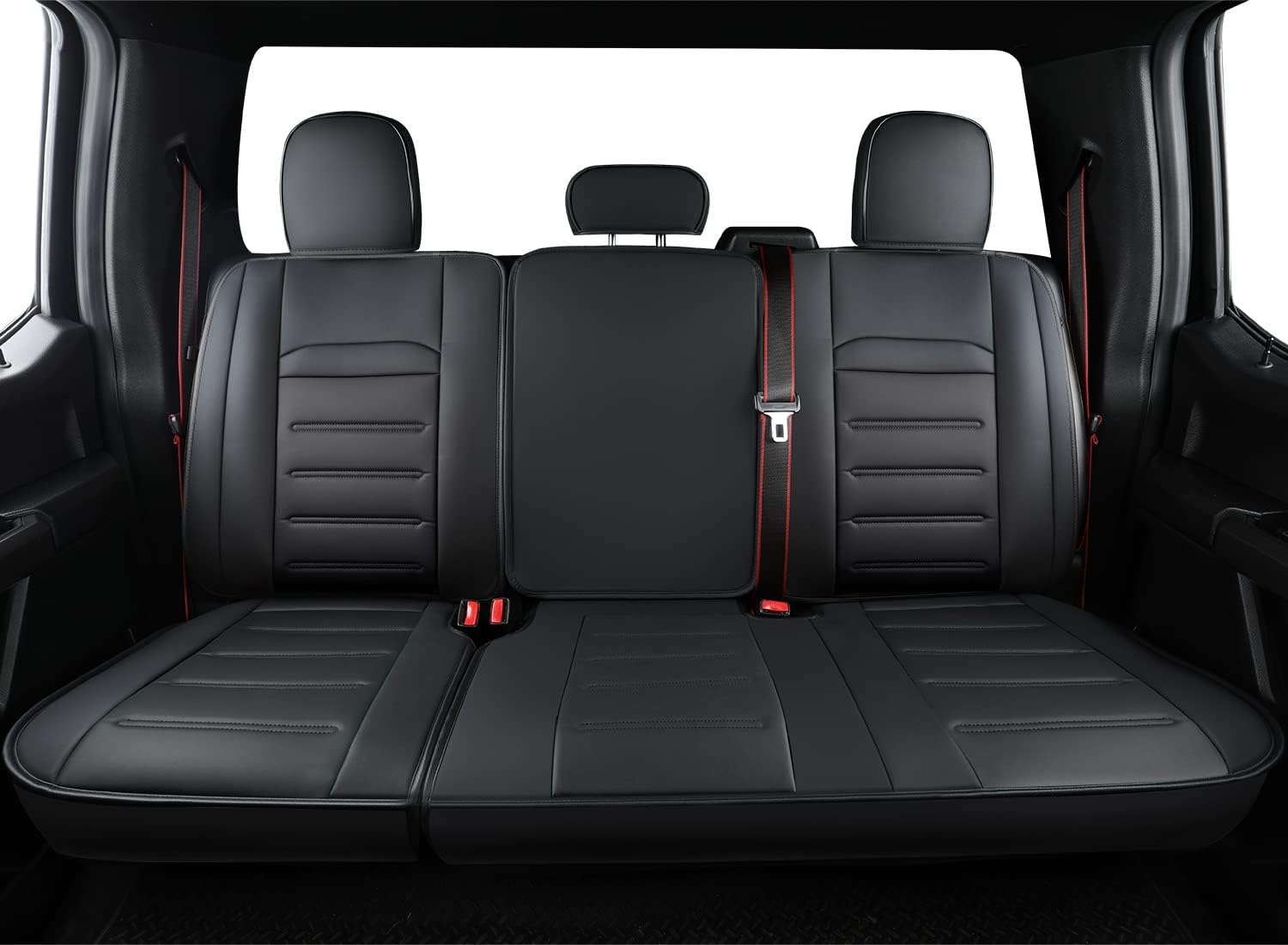 Black Faux Leather Seat Covers Full Set P2256