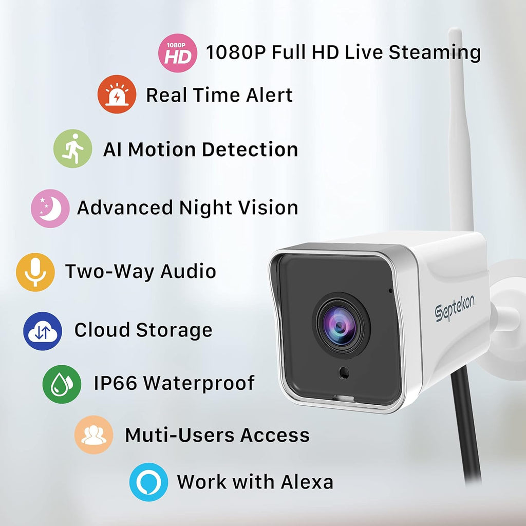 1080P WiFi Outdoor Security Camera (2 Pack) with Night Vision N842