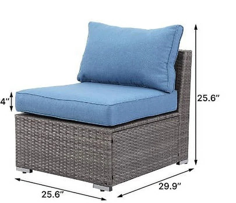 Blue Cushion Patio Armless Sofa A647493