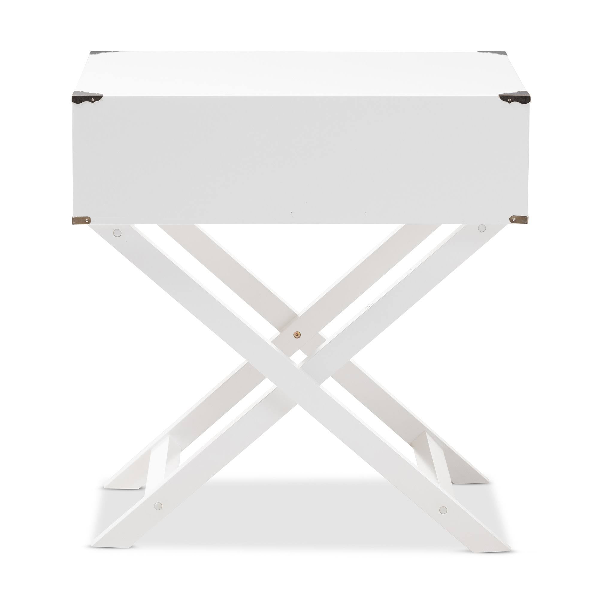 White 1-Drawer Wooden Bedside Table J2772