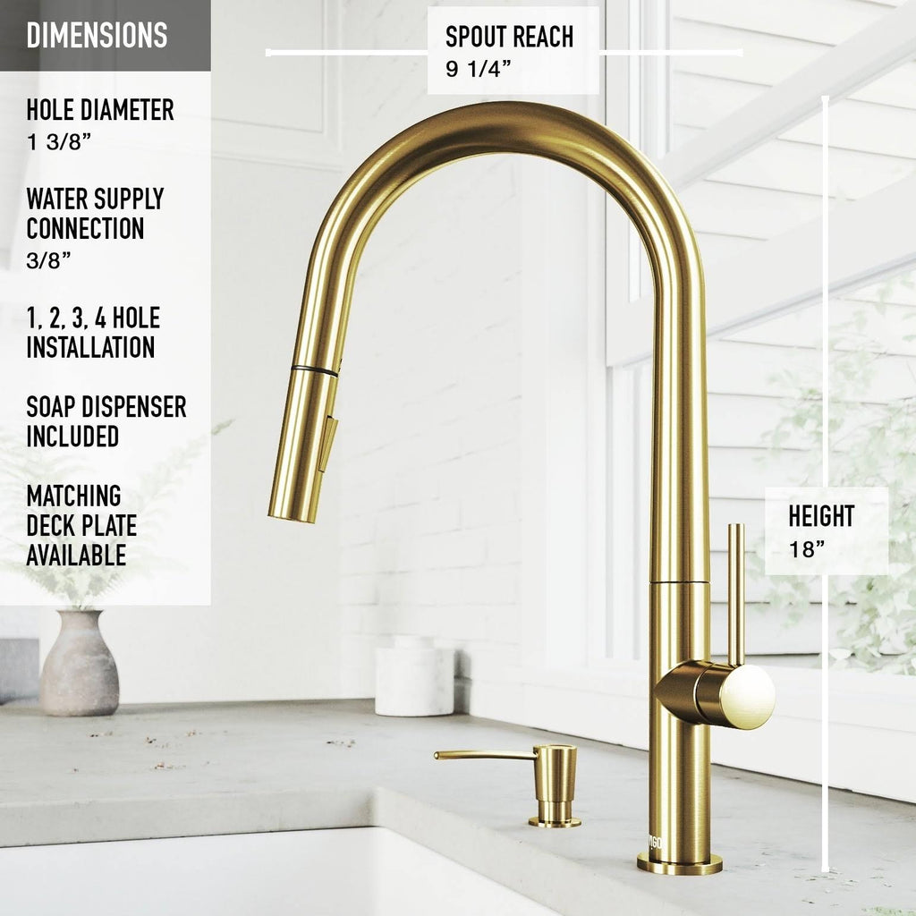 Matte Gold Pull-Down Kitchen Faucet with Soap Dispenser D713967
