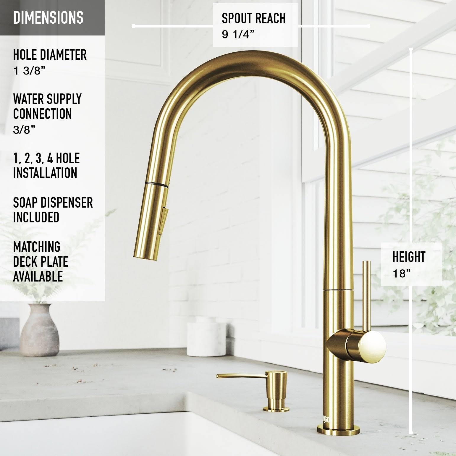 Matte Gold Pull-Down Kitchen Faucet with Soap Dispenser D713967